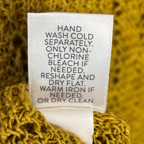 J. Jill Mustard Open Stitch Knit V-Neck Cotton Pull Over Sweater Women's Size M - Picture 11 of 11